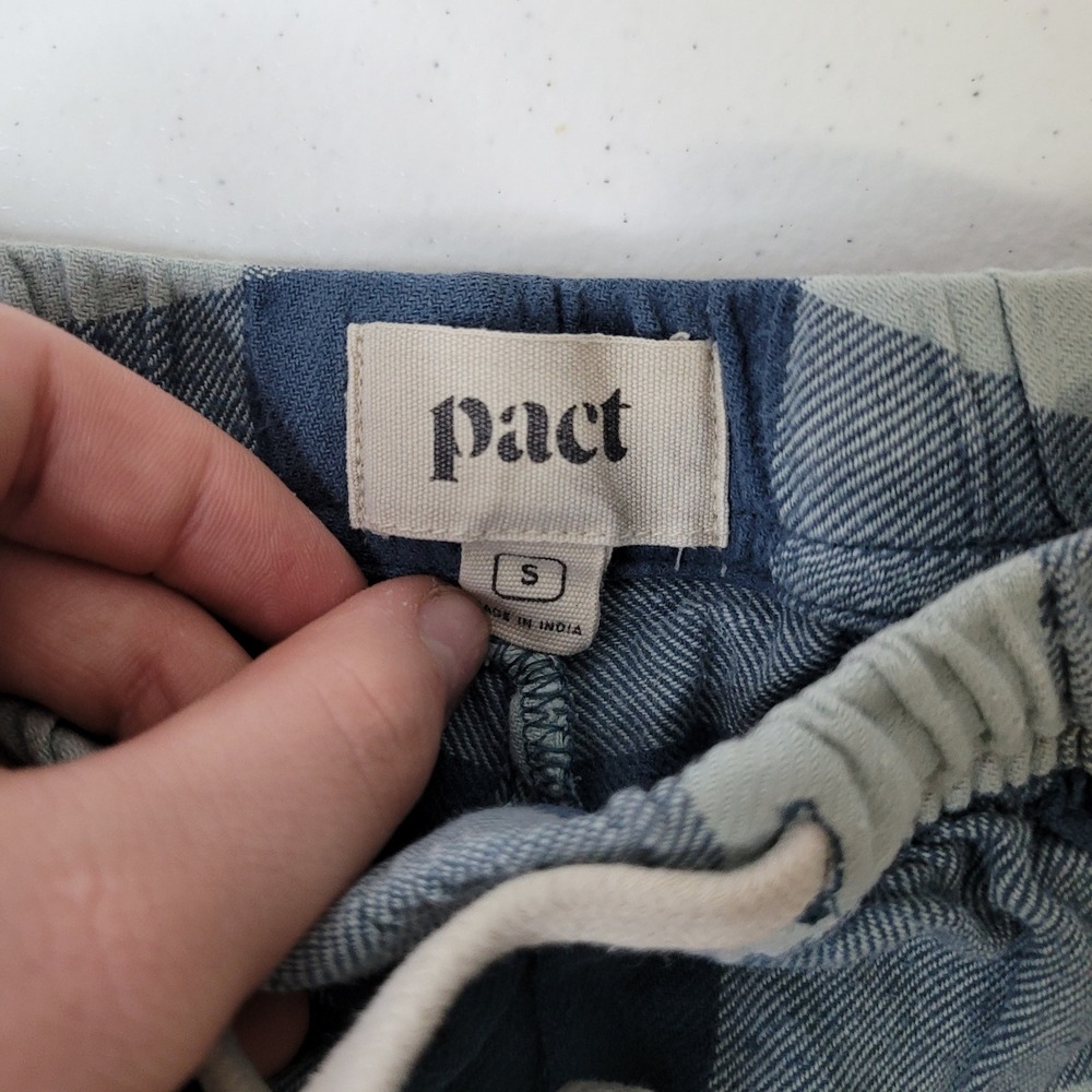 Pact Womens Blue Buffalo Check Flannel Pajama Shorts Small‎ - Picture 2 of 5
